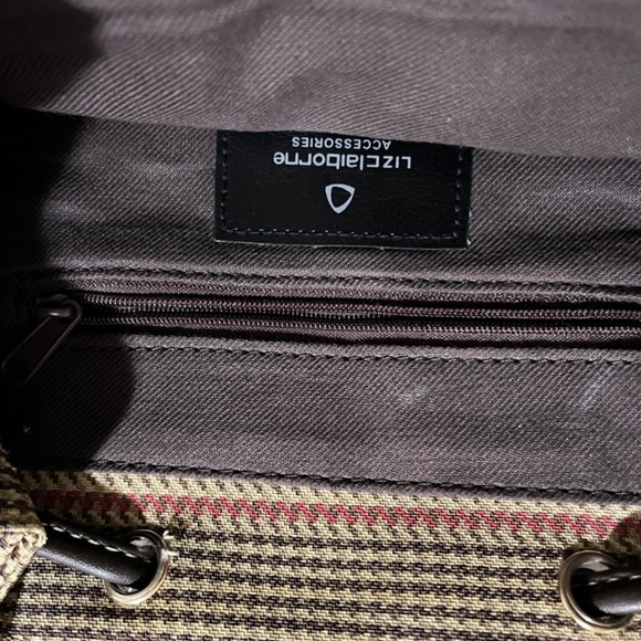 Liz Claiborne 90s Women's Drawstring Plaid Backpack - Picture 6 of 6